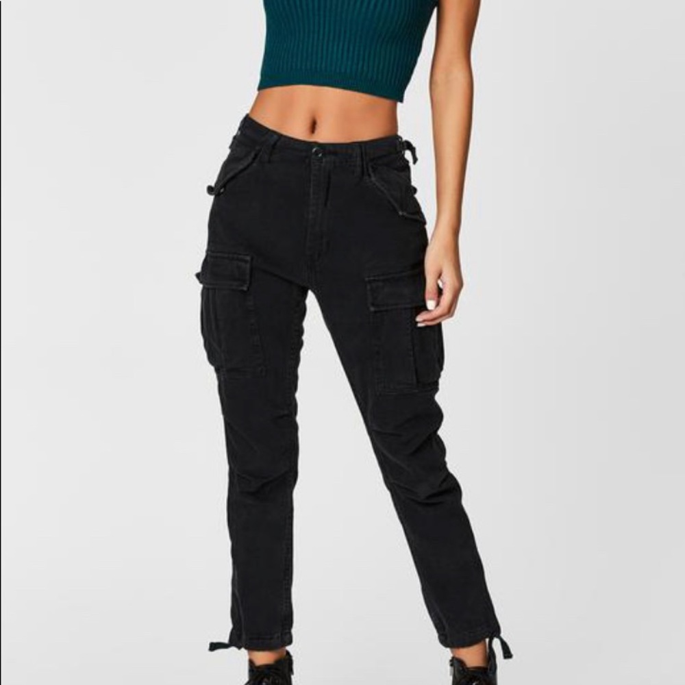 Carmar denim black straight leg cargo pant